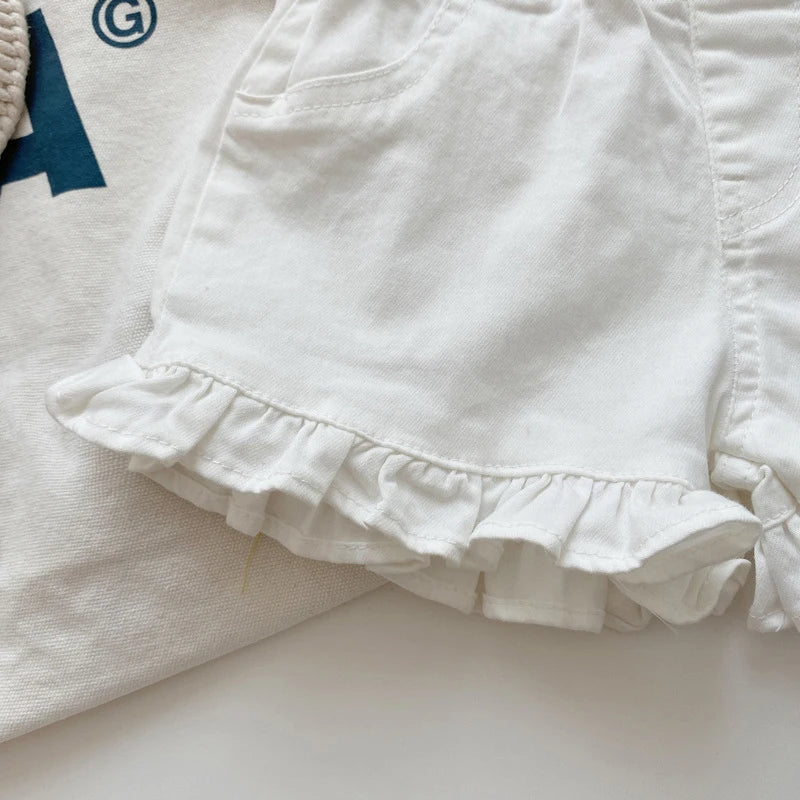 Girls Ruffle Cotton Shorts