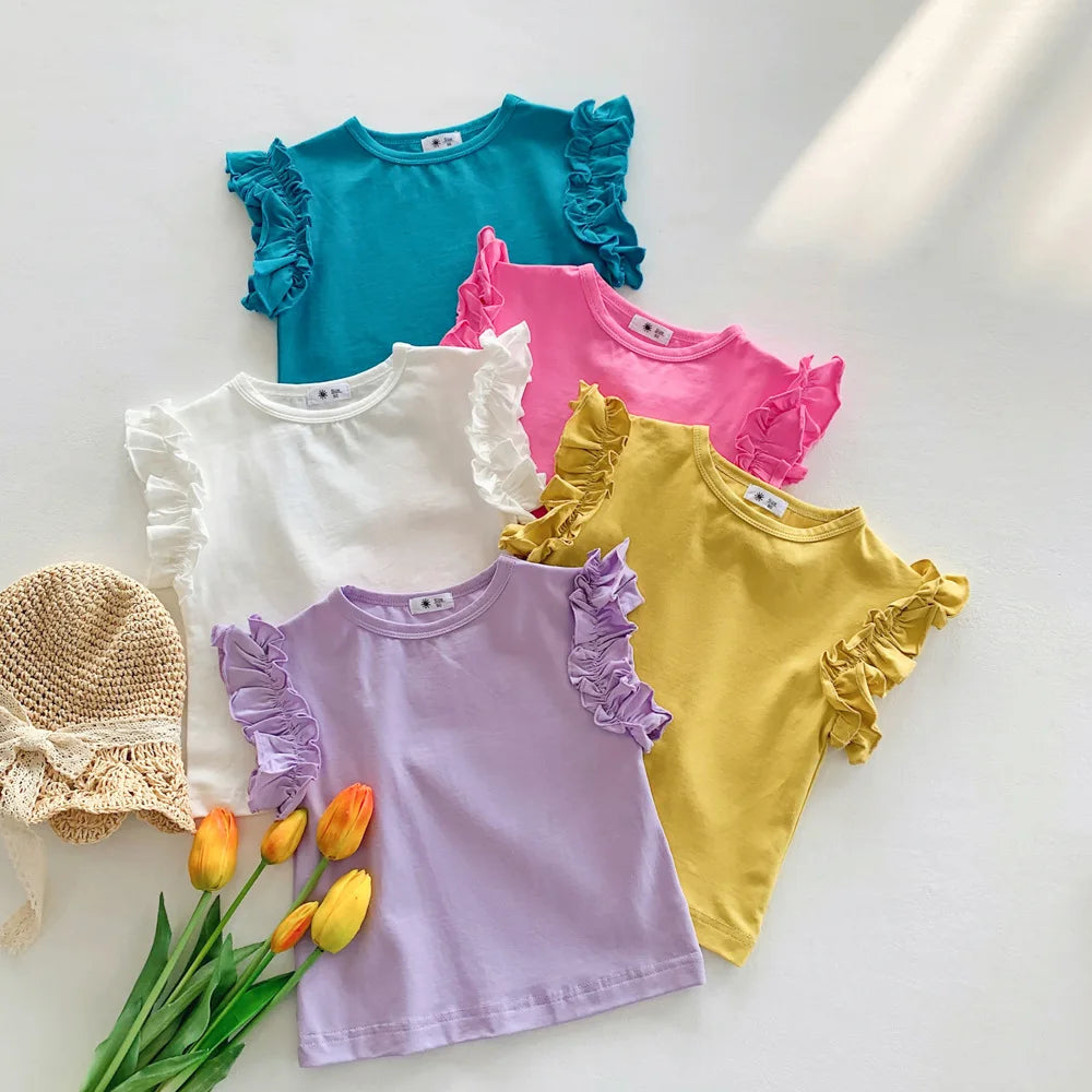 Summer Girls Fly Sleeve T-Shirt Ruffles