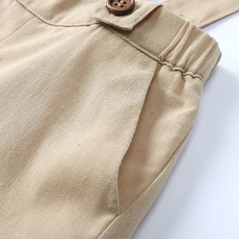 Baby Boys 2 Pieces Linen Sets Shirt+Suspender