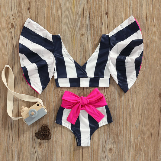Baby Girl 2PCS Ruffles Sleeve Swimwear