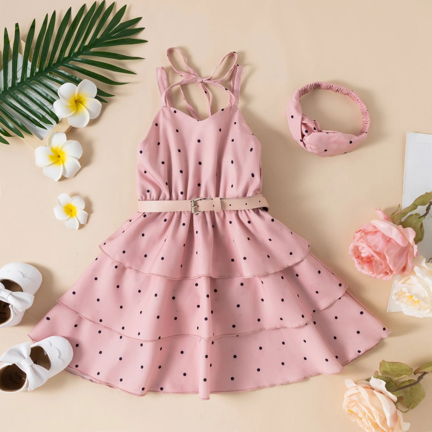 Summer Sleeveless Dots Dress For Girls