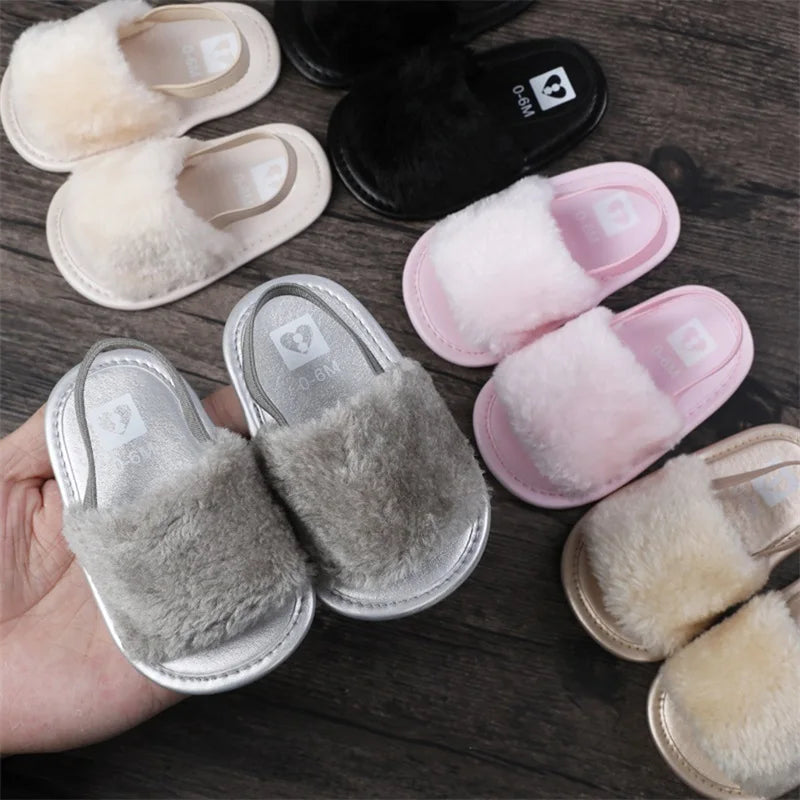 Newborn Non-Slip Plush Sandals