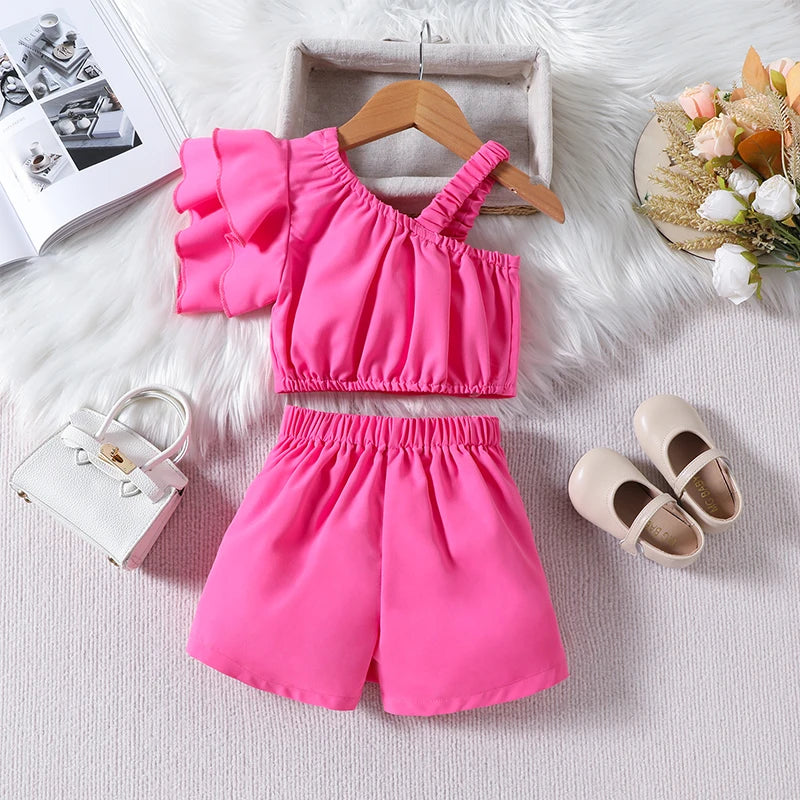 Girl 2pcs Sleeveless Top & Shorts-Skirt