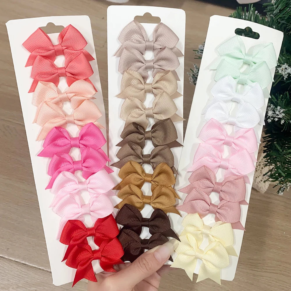 10PCS Kids Ribbon Bow Hair Clips – Baby Girls Barrettes