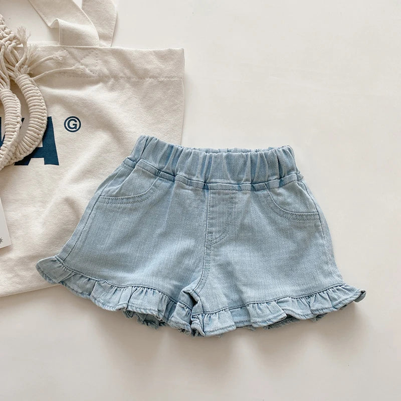 Girls Ruffle Cotton Shorts