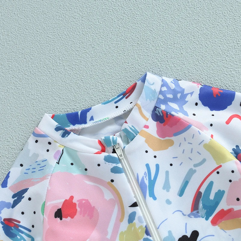 Infant & Toddler Unisex Cartoon Print Zipper Swimwear