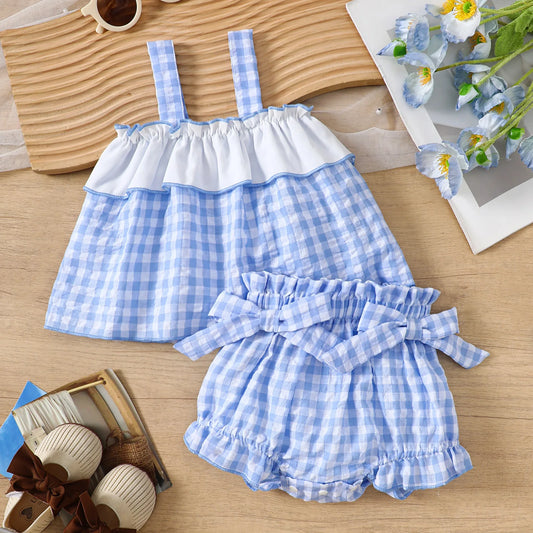 Gingham Cami Top & Ruffle Shorts Set