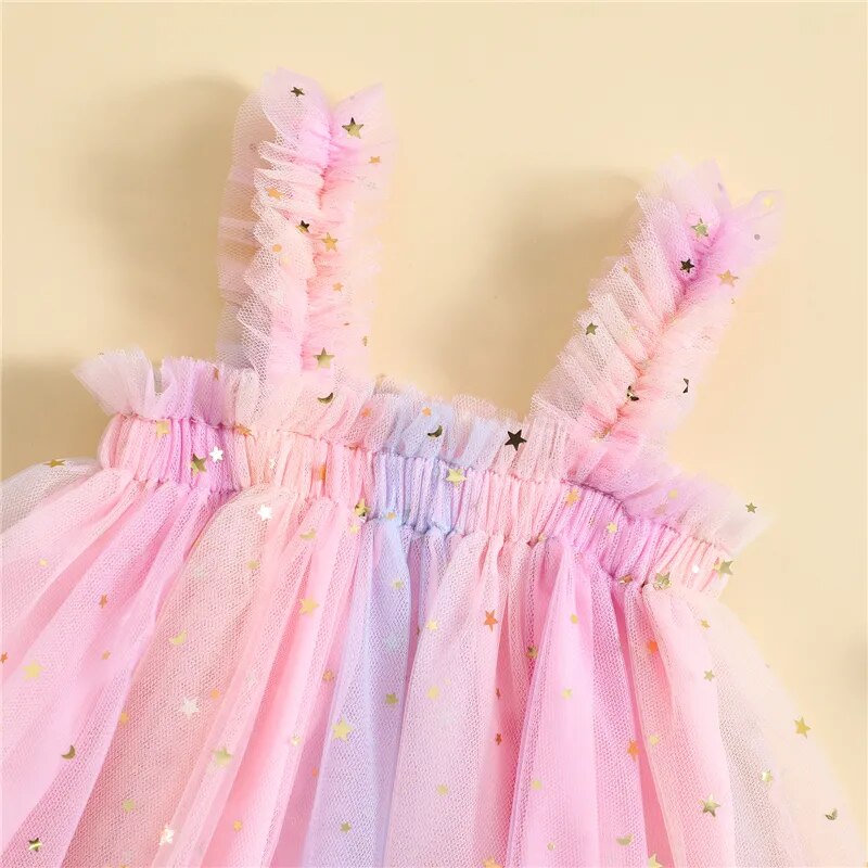 Baby Girls Tulle Sleeveless Dress Rainbow