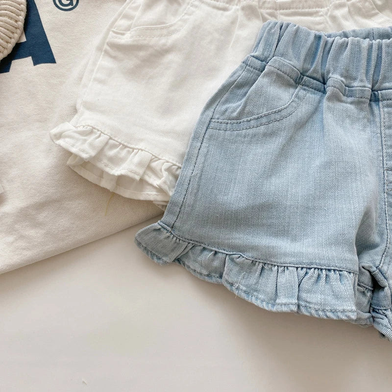 Girls Ruffle Cotton Shorts
