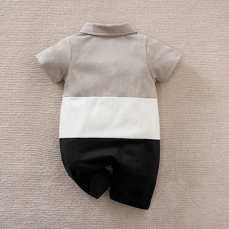 Stylish Grey, White and Black Baby Boys Romper