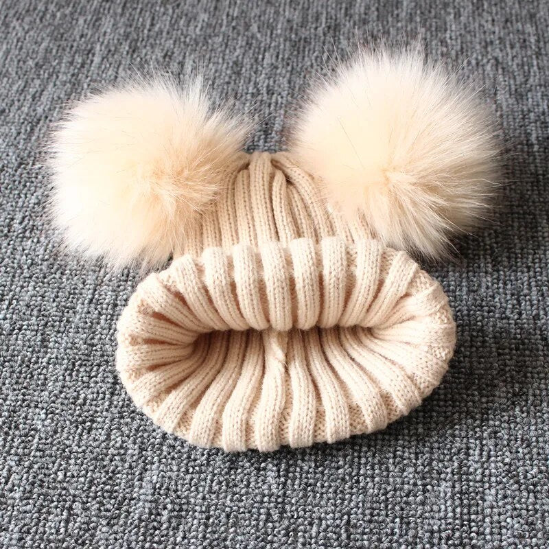 Little Furry Pompom Winter Hat