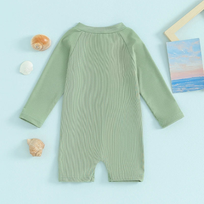 Baby Plain Color Long Sleeve Bathing Suit