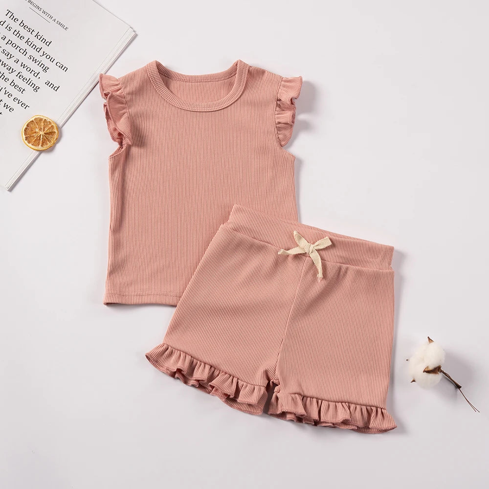 Girls 2-Piece Summer Outfit | Top & Shorts Set