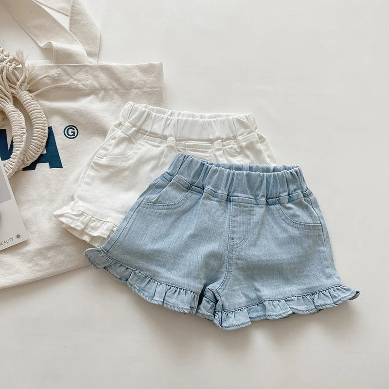 Girls Ruffle Cotton Shorts