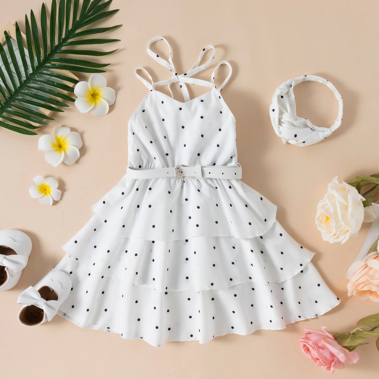 Summer Sleeveless Dots Dress For Girls