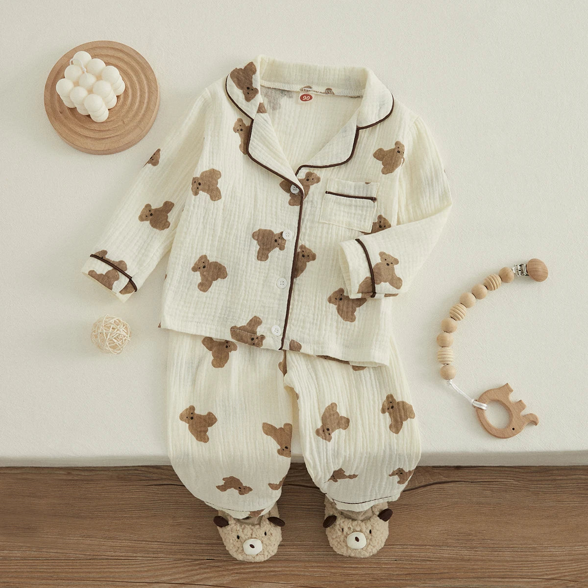 Unisex Kids Bear Print Pajama Set