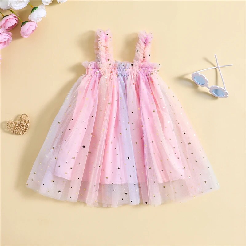 Baby Girls Tulle Sleeveless Dress Rainbow