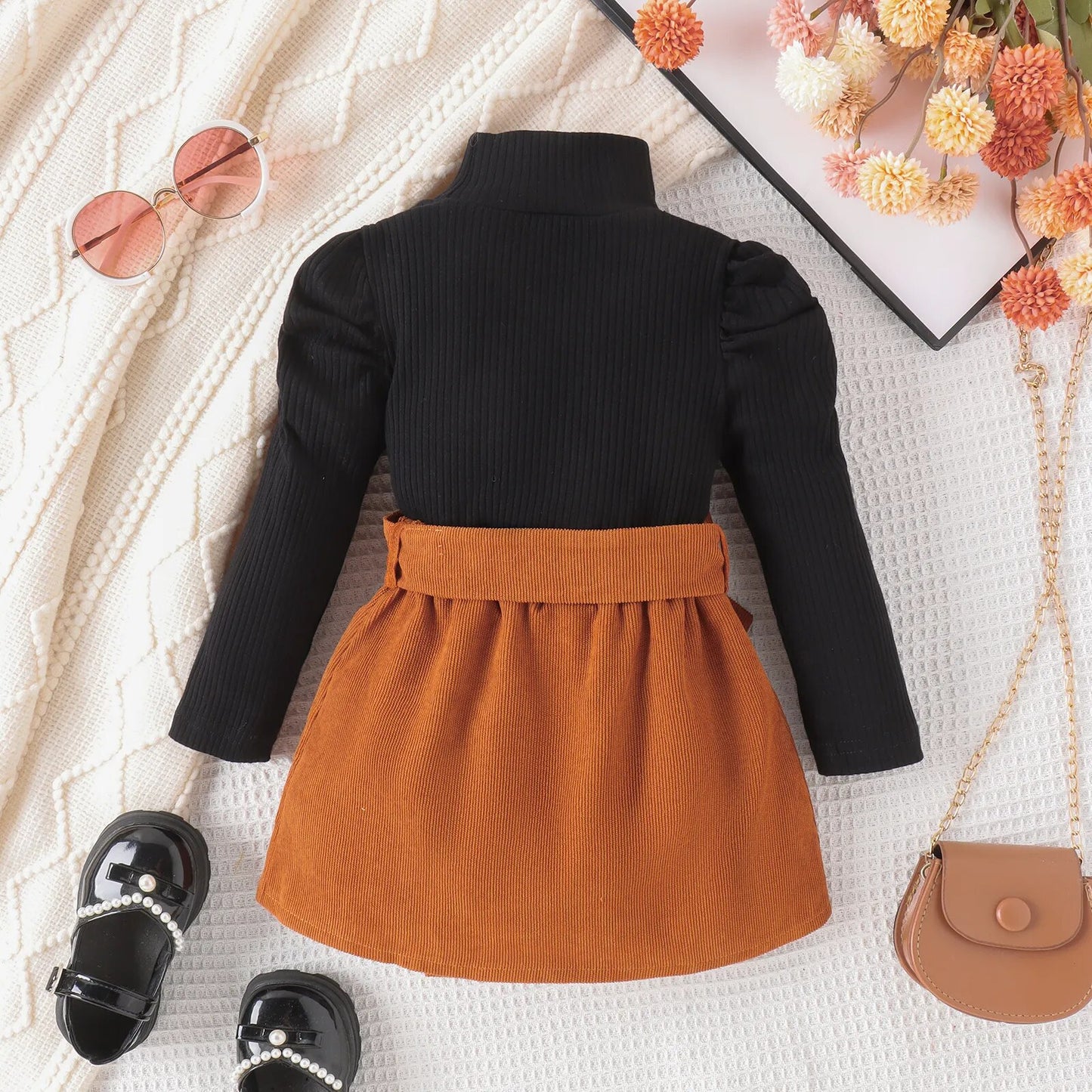 Fall Collection Baby Girl Turtleck and Skirt Set
