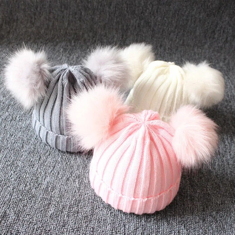 Little Furry Pompom Winter Hat