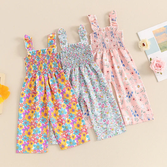 Girl Floral Wide Leg Sleeveless Jumpsuit