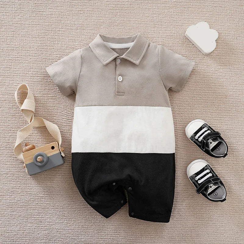 Stylish Grey, White and Black Baby Boys Romper