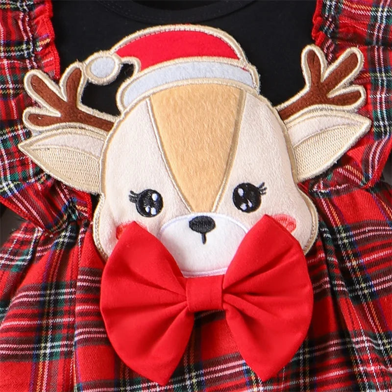 Christmas Reindeer Baby Girls Dress Headband