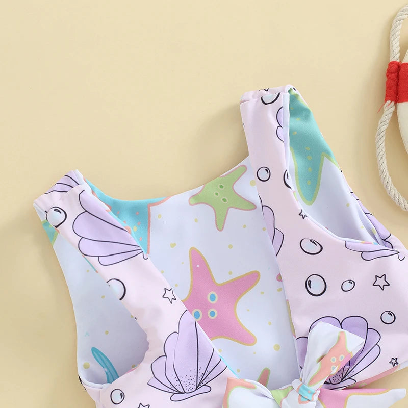 Two Piece Swimsuits Shell Flower Print