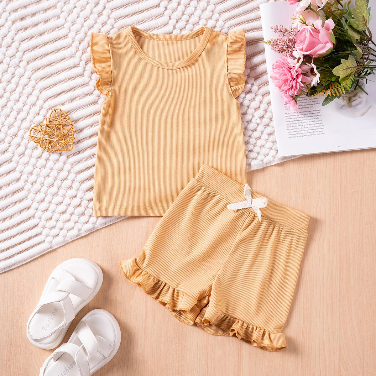 Girls 2-Piece Summer Outfit | Top & Shorts Set