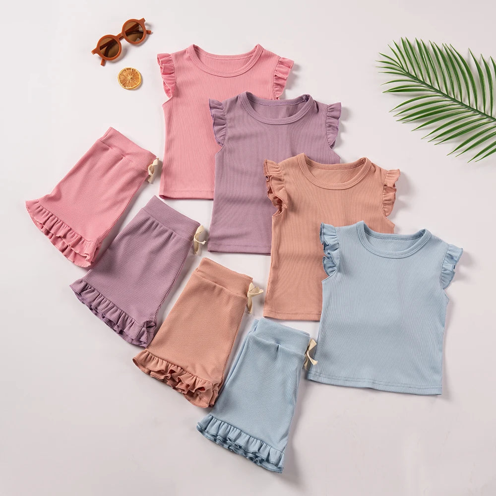 Girls 2-Piece Summer Outfit | Top & Shorts Set