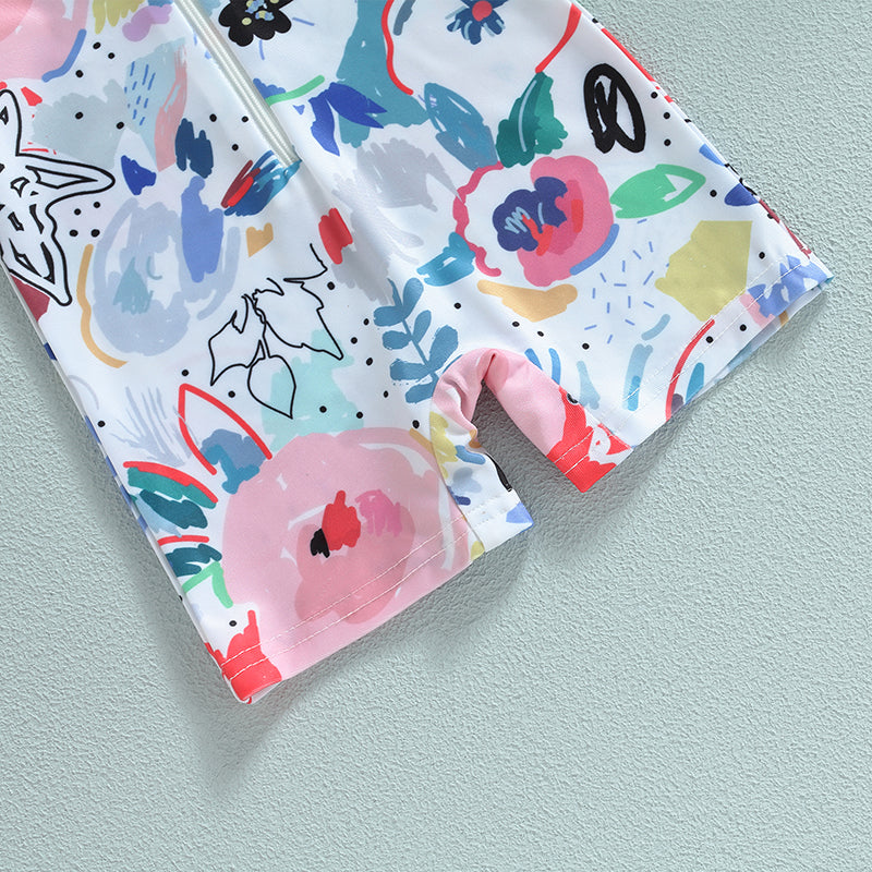 Infant & Toddler Unisex Cartoon Print Zipper Swimwear