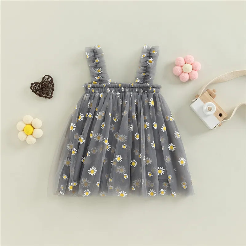 Baby Girls Flowers Tulle Sleeveless Dress