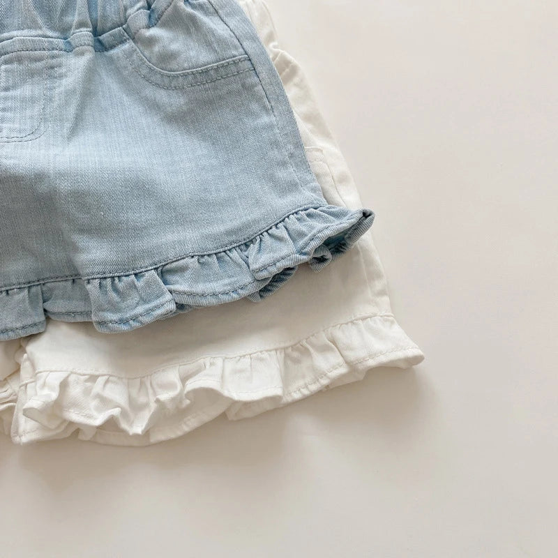 Girls Ruffle Cotton Shorts
