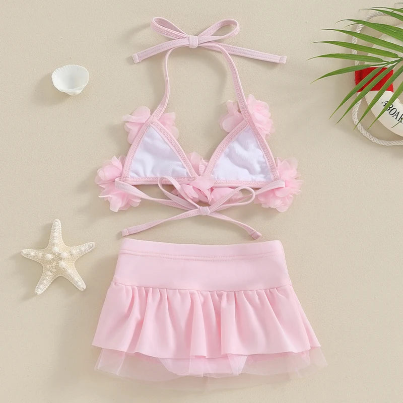 Baby Girl 2 Pieces Swimsuit Bikini Halter Neck