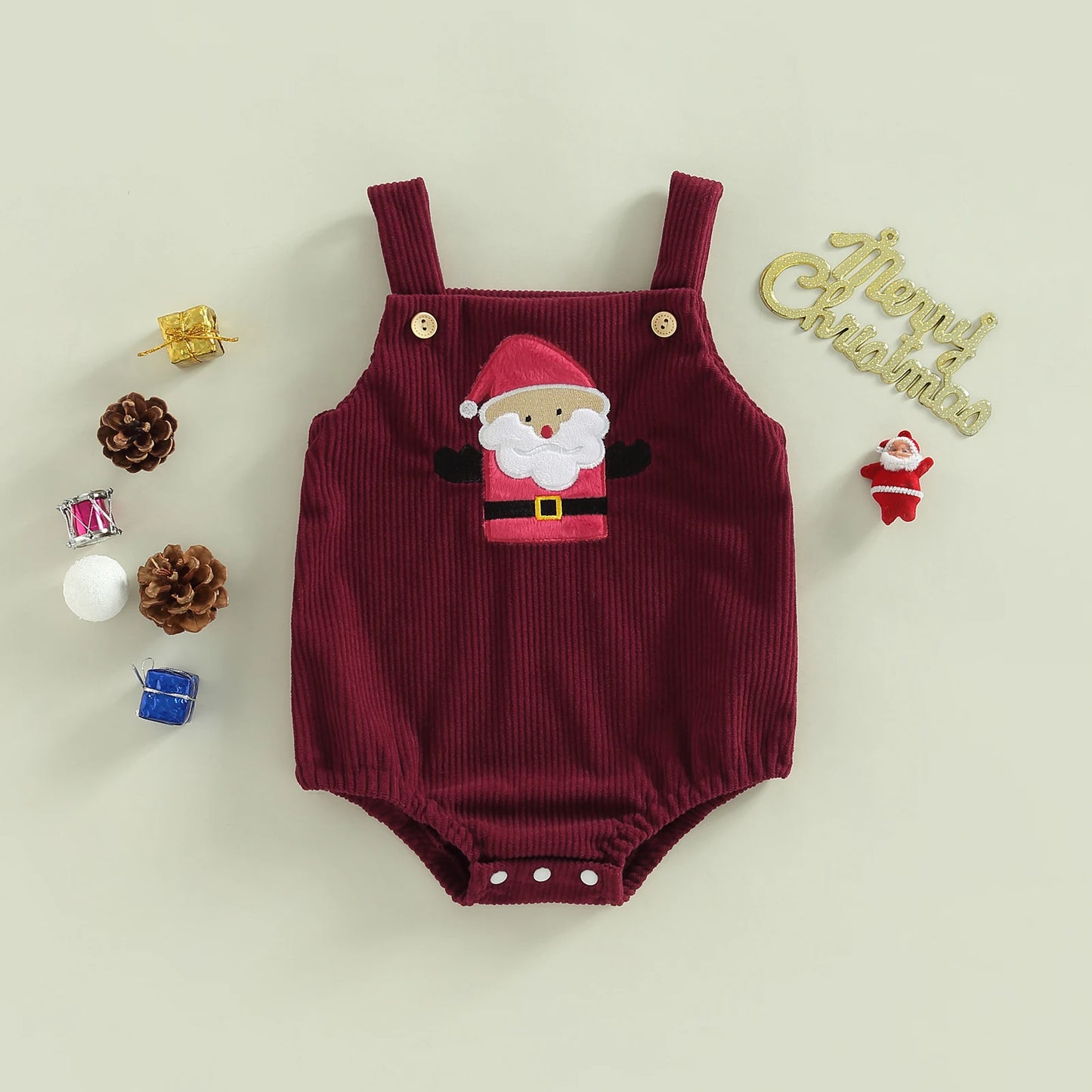 Christmas Newborn Overall Reindeer Santa Tree