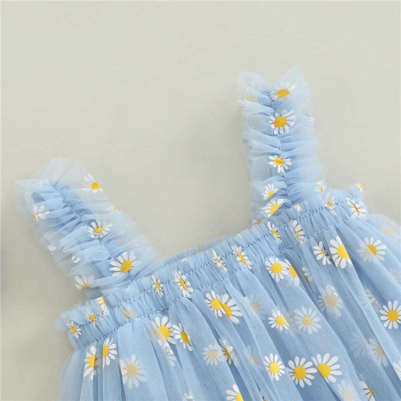 Baby Girls Flowers Tulle Sleeveless Dress