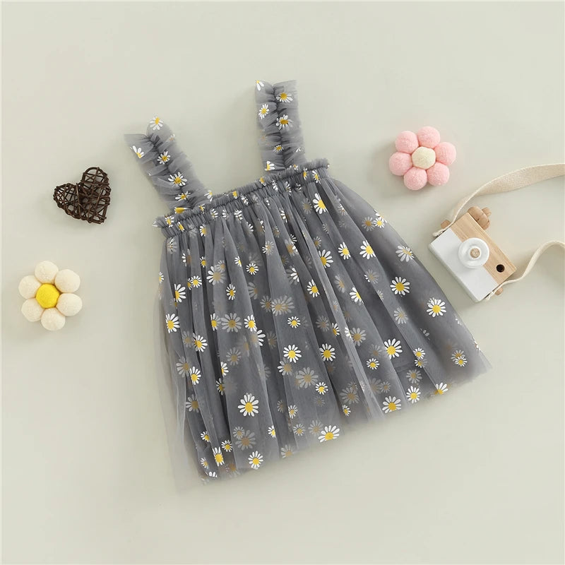 Baby Girls Flowers Tulle Sleeveless Dress