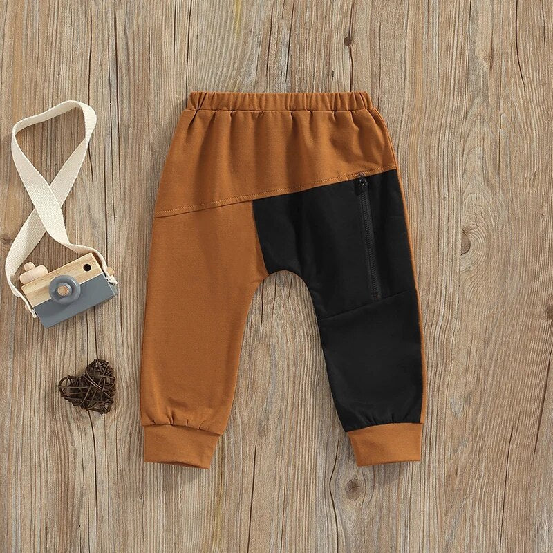 Patchwork  Zipper Ankle-length Pants for Baby Boy