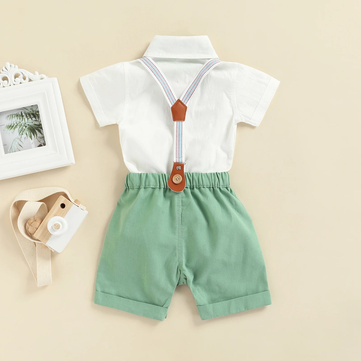 Baby Boys Short-Sleeve Tops with Suspender