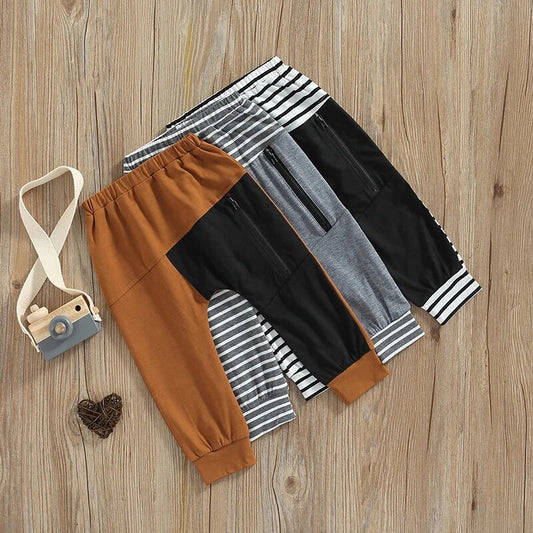 Patchwork  Zipper Ankle-length Pants for Baby Boy