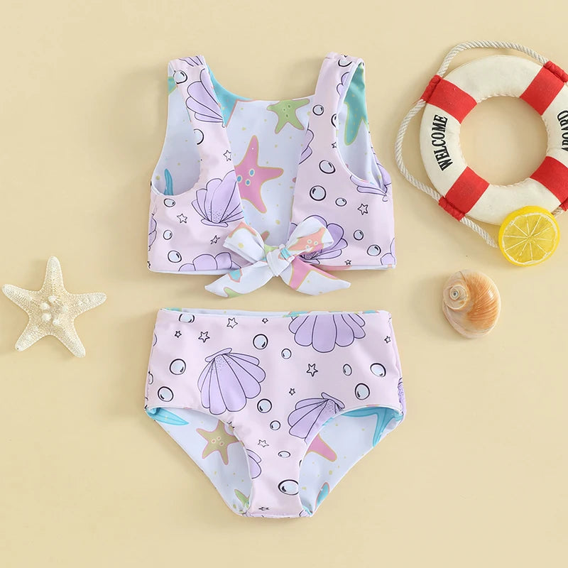 Two Piece Swimsuits Shell Flower Print