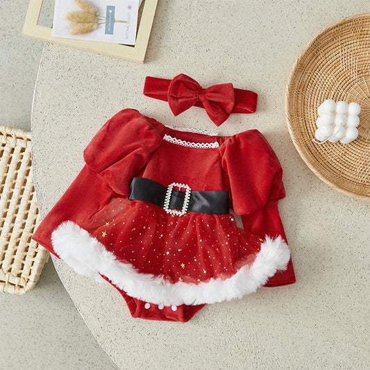 Baby Girls Christmas Shinning Stars Romper Dress