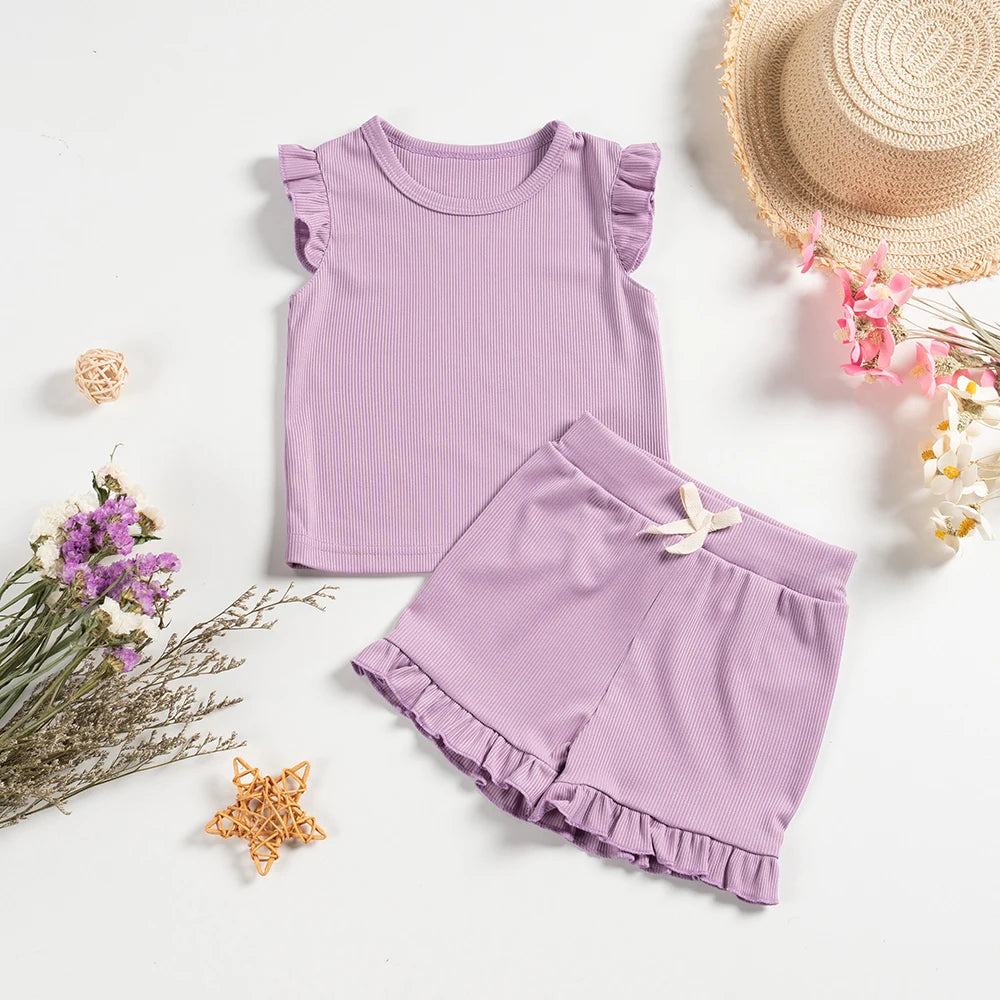 Girls 2-Piece Summer Outfit | Top & Shorts Set