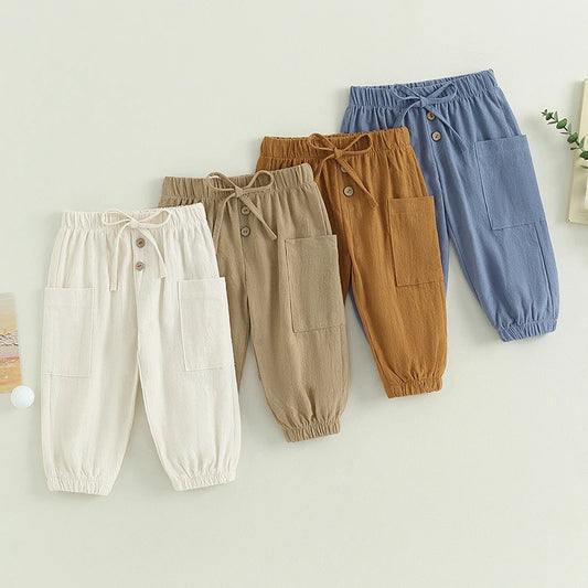 Casual Baby Linen Pants  with Elastic Waist