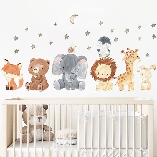 Colorful Cartoon Animal Wall Stickers for Kids Room