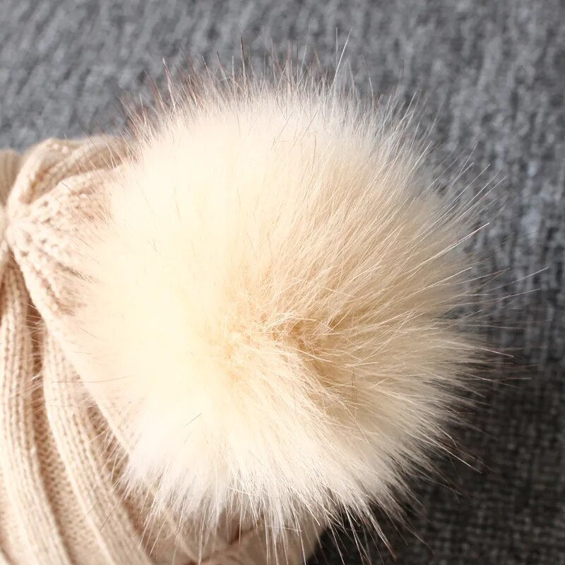 Little Furry Pompom Winter Hat