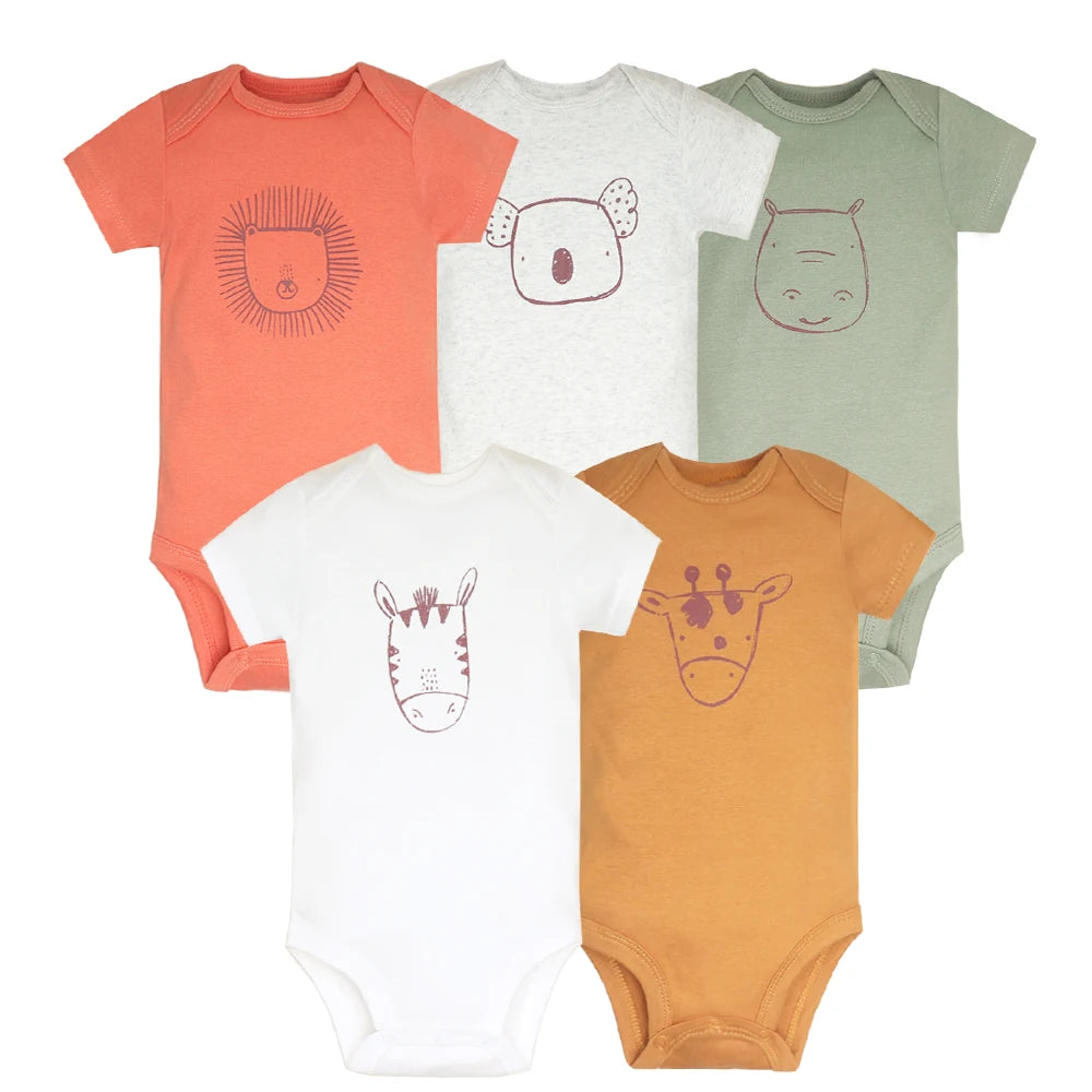 5pcs Baby Cartoon Bodysuit