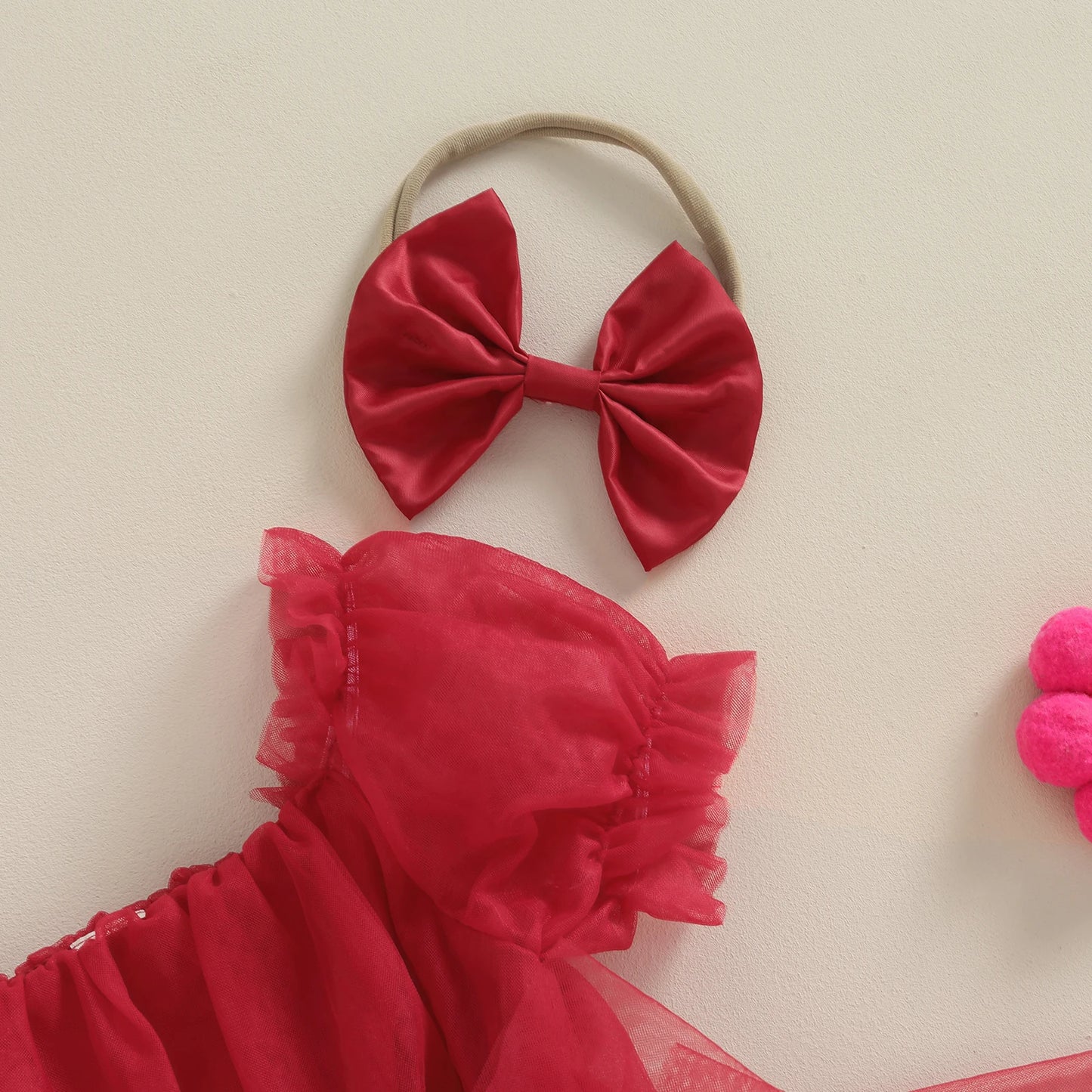 Christmas Baby Girl Princess Romperwith Headband