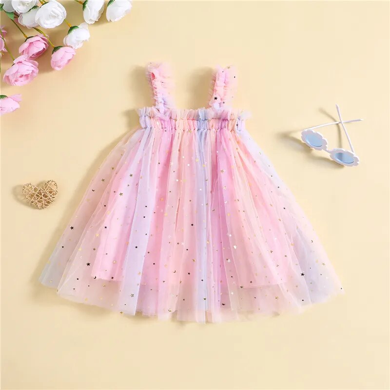 Baby Girls Tulle Sleeveless Dress Rainbow