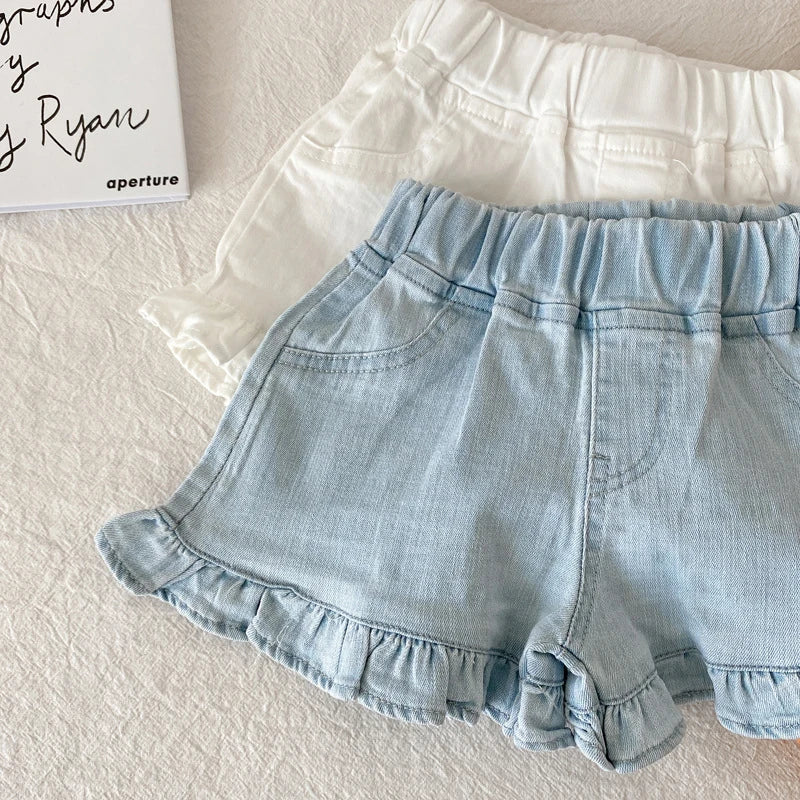 Girls Ruffle Cotton Shorts