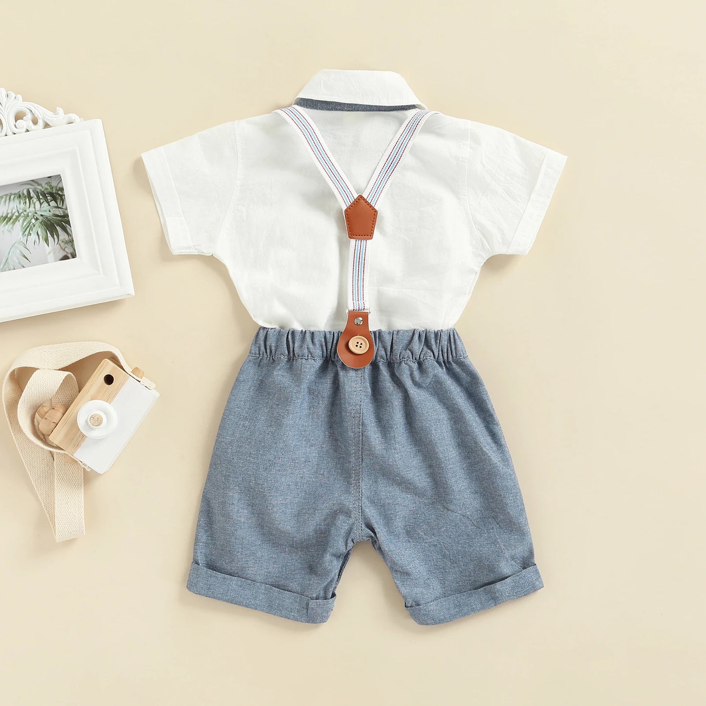 Baby Boys Short-Sleeve Tops with Suspender